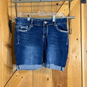 Maurices‎ Denim Jean Shorts Womens Size 5/6 Dark Wash Cuffed Pockets